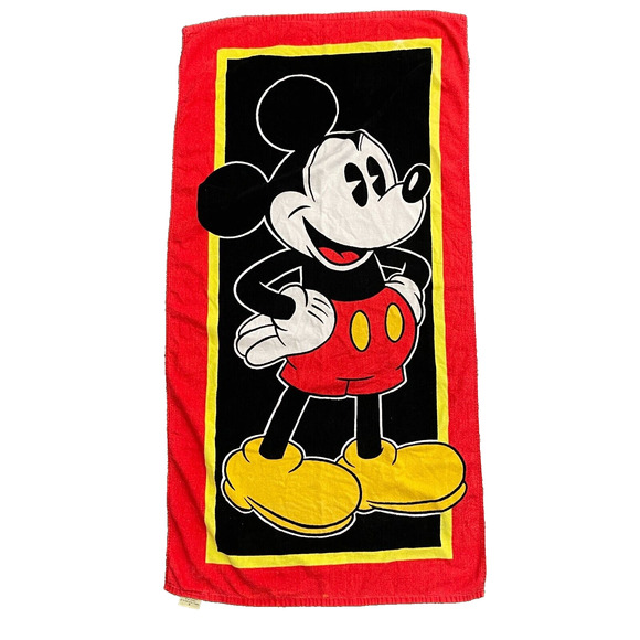 Vintage Disney Mickey Mouse Beach Towel Pool Bath Sheet 100% Cotton - Picture 1 of 7